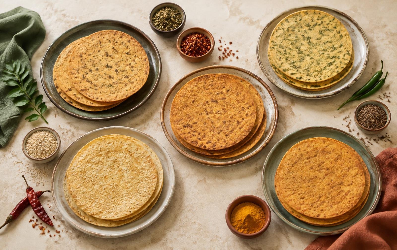 Indian khakhra assortment